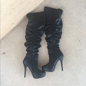 Thigh high pleather boots